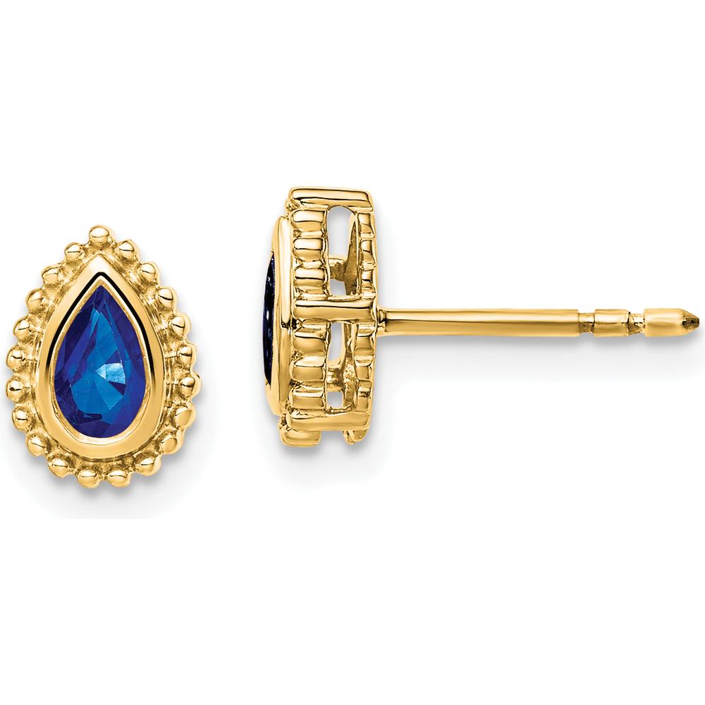14K Yellow Gold Pear Sapphire Post Earrings - 0.25 Carat Total Sapphire Weight by Monteluci Fine Jewelry