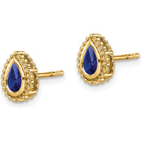14K Yellow Gold Pear Sapphire Post Earrings - 0.25 Carat Total Sapphire Weight by Monteluci Fine Jewelry