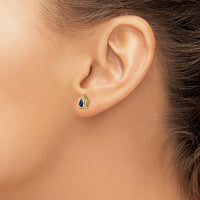 14K Yellow Gold Pear Sapphire Post Earrings - 0.25 Carat Total Sapphire Weight by Monteluci Fine Jewelry