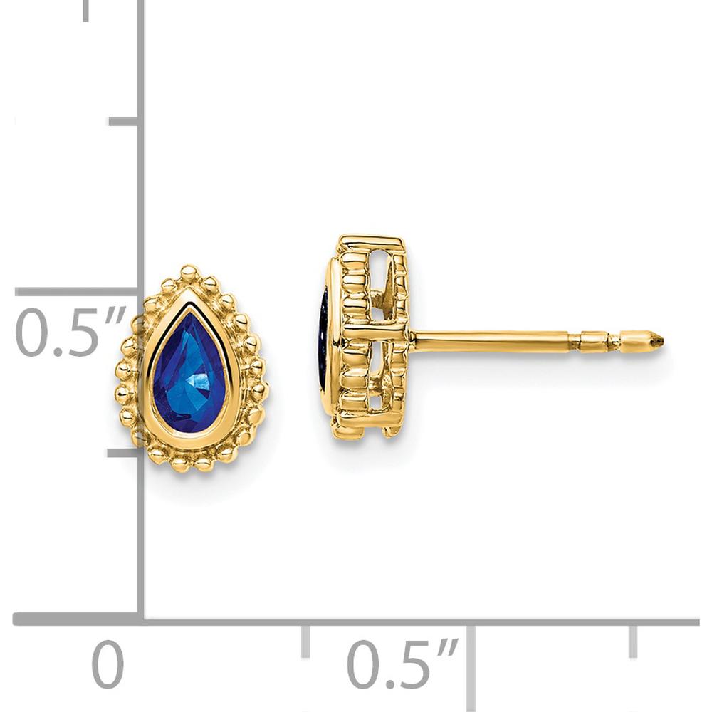 14K Yellow Gold Pear Sapphire Post Earrings - 0.25 Carat Total Sapphire Weight by Monteluci Fine Jewelry