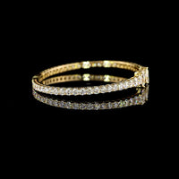 14K Yellow Gold Pear Shape Bangle Bracelet with 4.32 Carat Lab Grown Diamonds - Prong Set E-F VS Pear and Round Cuts - Covaloro Fine Jewelry