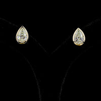 14K Yellow Gold Pear Shape Bezel Set Diamond Stud Earrings - 5.02 Total Carat Weight Lab Grown Diamonds E-F VVS2 IGI Certified - Covaloro Fine Jewelry