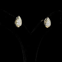 14K Yellow Gold Pear Shape Bezel Set Diamond Stud Earrings - 5.02 Total Carat Weight Lab Grown Diamonds E-F VVS2 IGI Certified - Covaloro Fine Jewelry