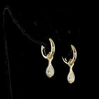 14K Yellow Gold Pear Shape Bezel Set Hanging Earrings with Lab-Grown Diamonds - 1.09 Carat Total Diamond Weight - Covaloro Fine Jewelry