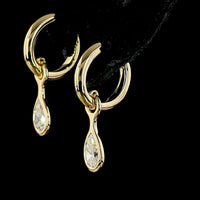 14K Yellow Gold Pear Shape Bezel Set Hanging Earrings with Lab-Grown Diamonds - 1.09 Carat Total Diamond Weight - Covaloro Fine Jewelry