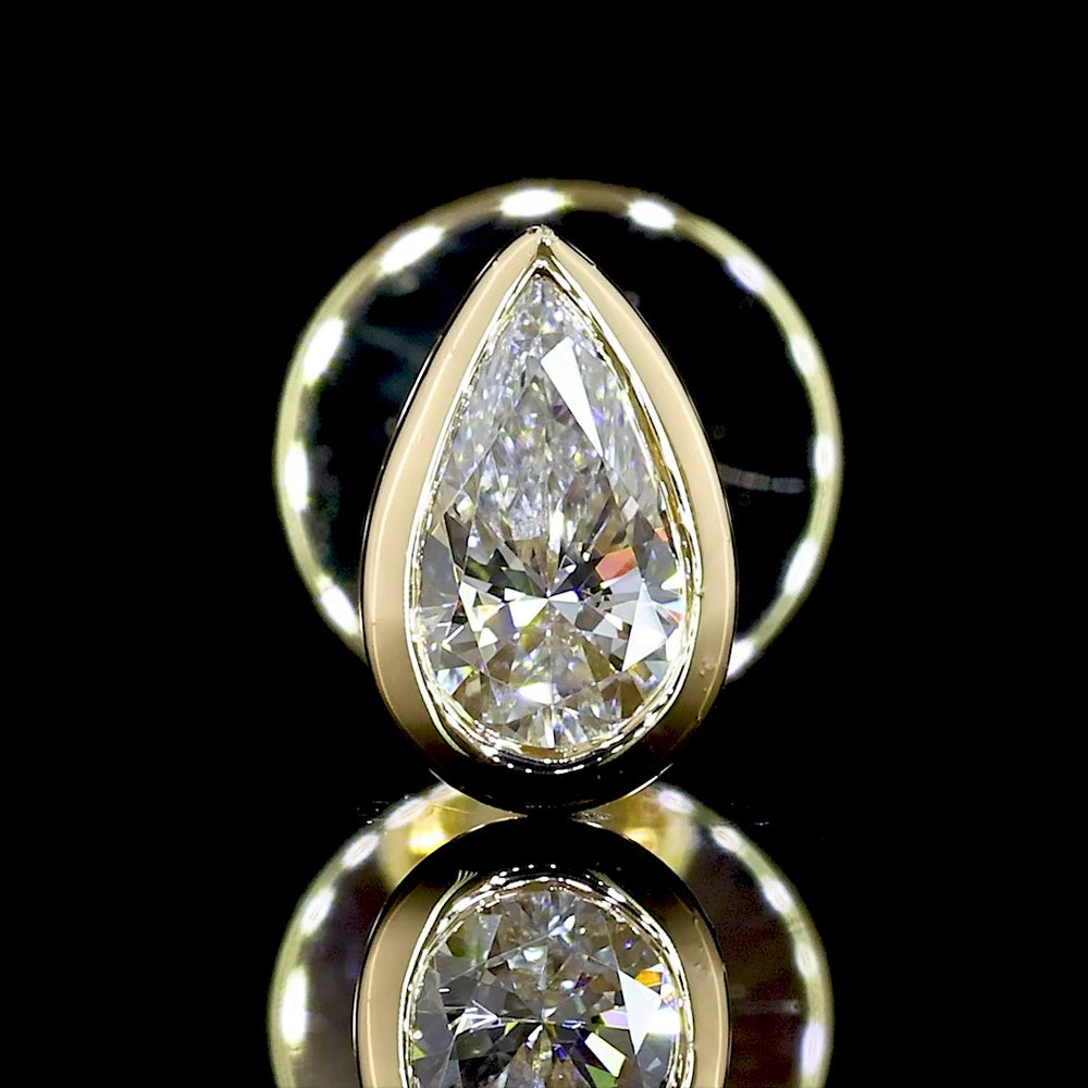 14K Yellow Gold Pear Shape Bezel-Set Lab Diamond Stud Earrings - 0.30 Carat Total Weight, E-F Color VS2 Clarity - Covaloro Fine Jewelry