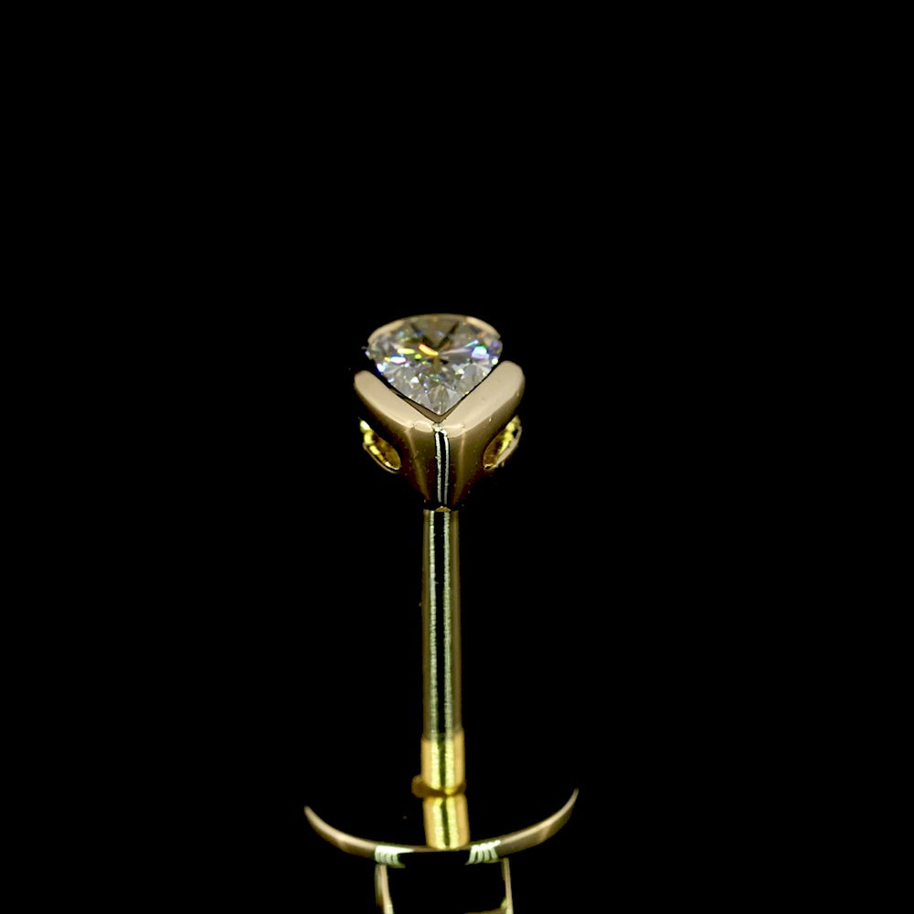 14K Yellow Gold Pear Shape Bezel-Set Lab Diamond Stud Earrings - 0.30 Carat Total Weight, E-F Color VS2 Clarity - Covaloro Fine Jewelry