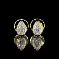 14K Yellow Gold Pear Shape Bezel Set Lab Diamond Stud Earrings - 0.33 Carat Total Weight, E-F Color VS Clarity - Covaloro Fine Jewelry