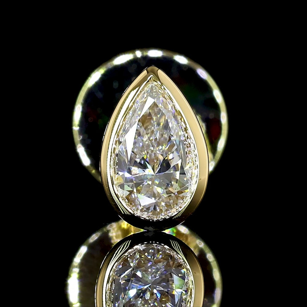 14K Yellow Gold Pear Shape Bezel Set Lab Diamond Stud Earrings - 0.33 Carat Total Weight, E-F Color VS Clarity - Covaloro Fine Jewelry