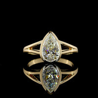 14K Yellow Gold Pear Shape Bezel Set Solitaire Ring with 1.52 Carat Lab Diamond - E-F Color VS1 Clarity - Covaloro Fine Jewelry