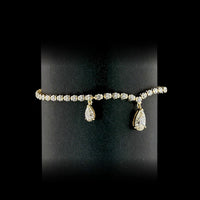 14K Yellow Gold Pear Shape Diamond Special Bracelet with Half Bezel and Prong Set Round and Pear Lab Diamonds - 3.97 Carats Total Diamond Weight - Covaloro Fine Jewelry