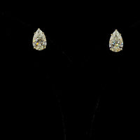 14K Yellow Gold Pear Shape Diamond Stud Earrings with North-South Prong Set Lab Diamonds - 5.04 Carat Total Weight (D-VVS2, IGI Certified) - Covaloro Fine Jewelry