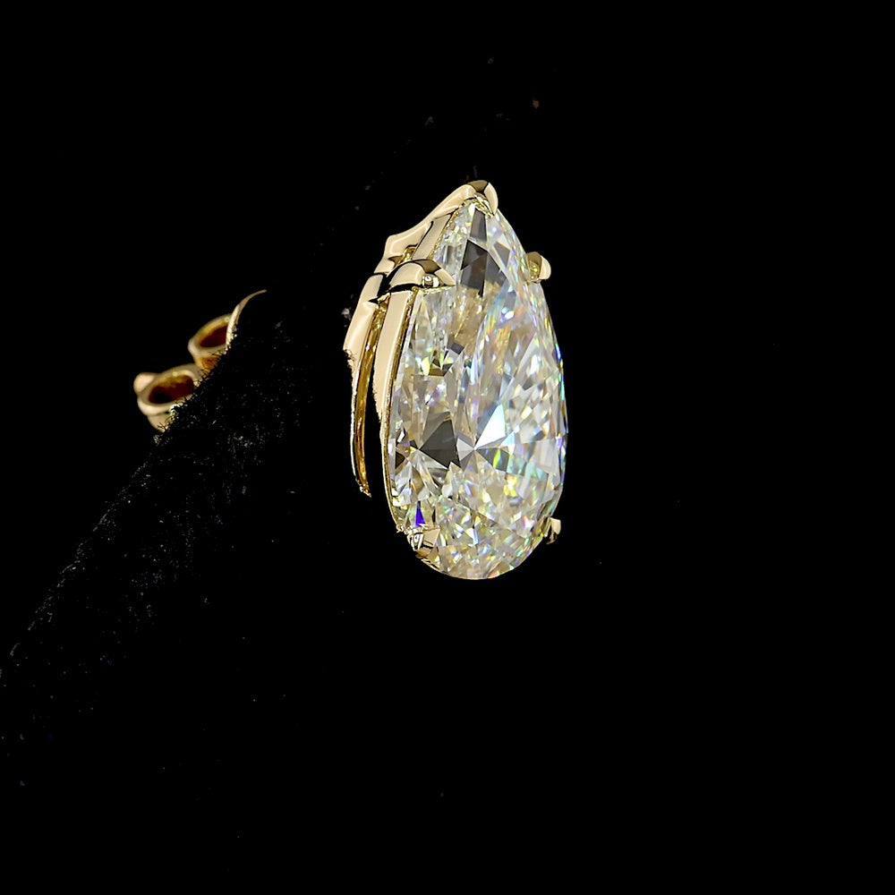 14K Yellow Gold Pear Shape Diamond Stud Earrings with North-South Prong Set Lab Diamonds - 5.04 Carat Total Weight (D-VVS2, IGI Certified) - Covaloro Fine Jewelry