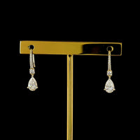 14K Yellow Gold Pear Shape Drop Earrings with 0.47 Carat Each Pear Cut Lab Diamonds and Pavé Set Brilliant Round Accents - 1.13 Carat Total Diamond Weight - Covaloro Fine Jewelry