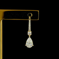 14K Yellow Gold Pear Shape Drop Earrings with 0.47 Carat Each Pear Cut Lab Diamonds and Pavé Set Brilliant Round Accents - 1.13 Carat Total Diamond Weight - Covaloro Fine Jewelry
