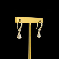 14K Yellow Gold Pear Shape Drop Earrings with 0.47 Carat Each Pear Cut Lab Diamonds and Pavé Set Brilliant Round Accents - 1.13 Carat Total Diamond Weight - Covaloro Fine Jewelry