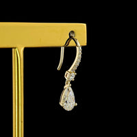 14K Yellow Gold Pear Shape Drop Earrings with 0.47 Carat Each Pear Cut Lab Diamonds and Pavé Set Brilliant Round Accents - 1.13 Carat Total Diamond Weight - Covaloro Fine Jewelry