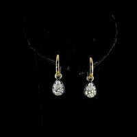 14K Yellow Gold Pear-Shape Drop Earrings with Black Rhodium Bezel and Prong Set Lab-Grown Diamonds - 1.36 Carat Total Weight - Covaloro Fine Jewelry