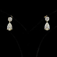 14K Yellow Gold Pear Shape Drop Earrings with Lab-Grown Diamonds - 2.9 Carat Total Weight (1.09 Carats & 1.05 Carats Pear, 0.76 Carats Brilliant Cut) - Covaloro Fine Jewelry