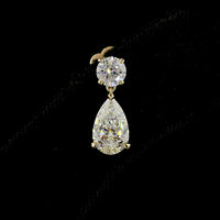 14K Yellow Gold Pear Shape Drop Earrings with Lab-Grown Diamonds - 2.9 Carat Total Weight (1.09 Carats & 1.05 Carats Pear, 0.76 Carats Brilliant Cut) - Covaloro Fine Jewelry