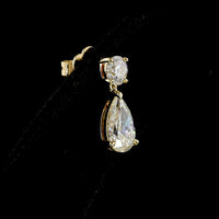 14K Yellow Gold Pear Shape Drop Earrings with Lab-Grown Diamonds - 2.9 Carat Total Weight (1.09 Carats & 1.05 Carats Pear, 0.76 Carats Brilliant Cut) - Covaloro Fine Jewelry