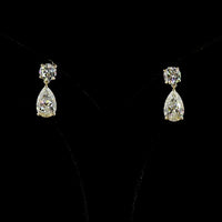 14K Yellow Gold Pear Shape Drop Earrings with Round and Pear Lab Diamonds - 4.91 Carats Total Diamond Weight - Covaloro Fine Jewelry