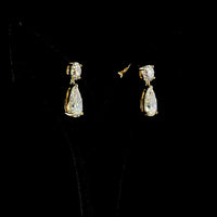 14K Yellow Gold Pear Shape Drop Earrings with Round and Pear Lab Diamonds - 4.91 Carats Total Diamond Weight - Covaloro Fine Jewelry