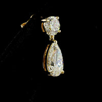 14K Yellow Gold Pear Shape Drop Earrings with Round and Pear Lab Diamonds - 4.91 Carats Total Diamond Weight - Covaloro Fine Jewelry