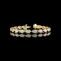 14K Yellow Gold Pear-Shape East-West Tennis Bracelet with Bezel-Set Lab Diamonds - 10.52 Carat Total Weight - Covaloro Fine Jewelry