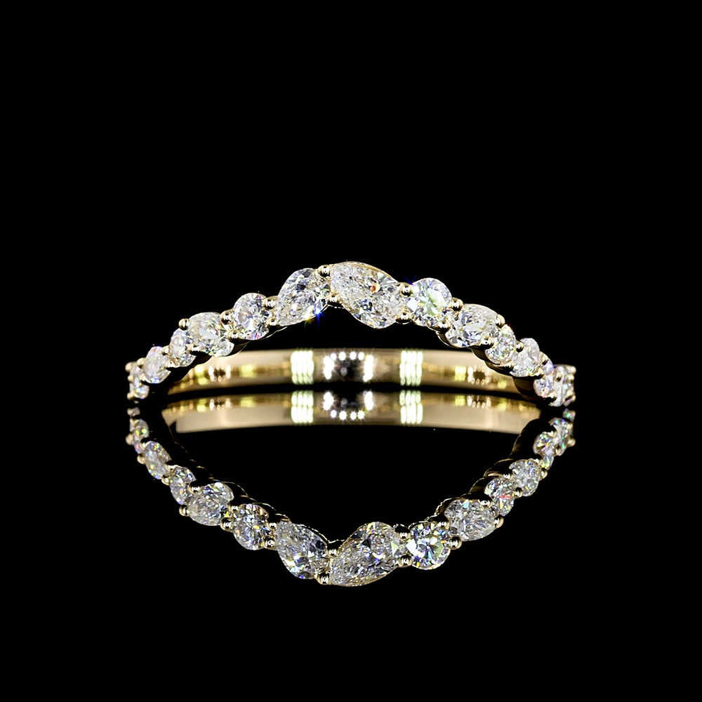 14K Yellow Gold Pear Shape Half Eternity Band with Lab-Grown Diamonds - 0.42 Carat Total Diamond Weight - Covaloro Fine Jewelry