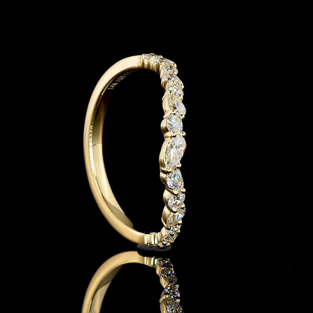 14K Yellow Gold Pear Shape Half Eternity Band with Lab-Grown Diamonds - 0.42 Carat Total Diamond Weight - Covaloro Fine Jewelry