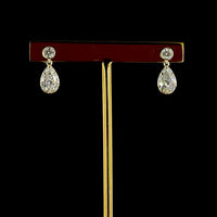 14K Yellow Gold Pear Shape Hanging Drop Earrings with Lab Grown Diamonds - 1.97 Carats Total Diamond Weight - Covaloro Fine Jewelry