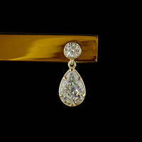 14K Yellow Gold Pear Shape Hanging Drop Earrings with Lab Grown Diamonds - 1.97 Carats Total Diamond Weight - Covaloro Fine Jewelry