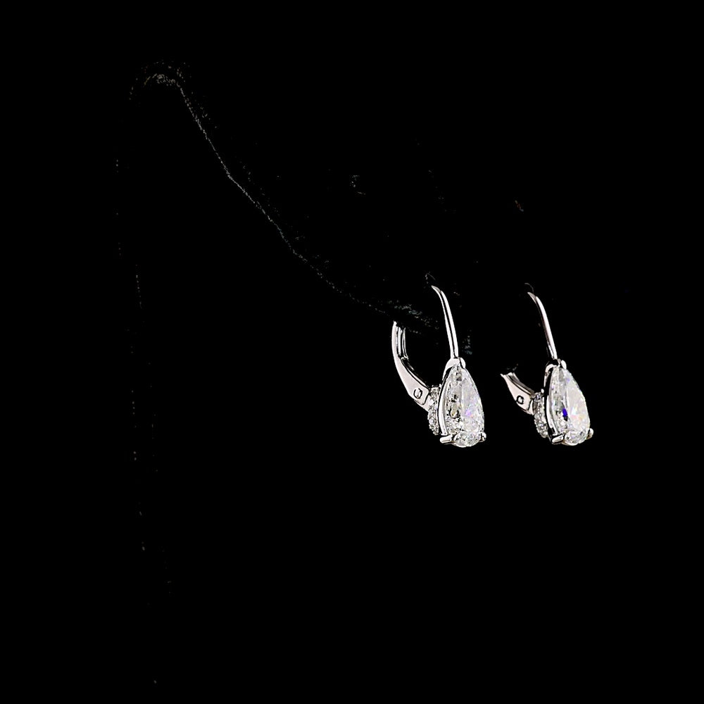 14K Yellow Gold Pear Shape Hanging Drop Earrings with Lab-Grown Diamonds - 4.20 Total Carat Weight (2.06 Carat Center Stones) - Covaloro Fine Jewelry