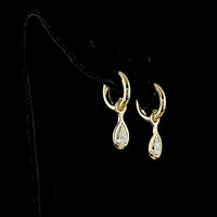 14K Yellow Gold Pear Shape Hanging Earrings with Bezel Set Lab Diamonds - 1.56 Carat Total Diamond Weight, E-F Color VS Clarity - Covaloro Fine Jewelry