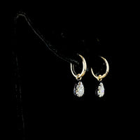 14K Yellow Gold Pear Shape Hanging Earrings with Black Rhodium Bezel and Lever Back - Lab Grown Pear Cut Diamonds E-F VS - 1.44 Carat Total Diamond Weight - Covaloro Fine Jewelry