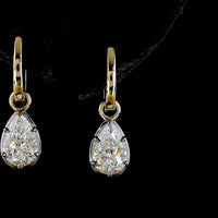 14K Yellow Gold Pear Shape Hanging Earrings with Lab-Grown D VS1 and E VS1 Diamonds - 2.04 Carats Total Diamond Weight - Covaloro Fine Jewelry