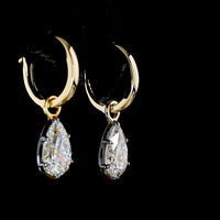 14K Yellow Gold Pear Shape Hanging Earrings with Lab-Grown D VS1 and E VS1 Diamonds - 2.04 Carats Total Diamond Weight - Covaloro Fine Jewelry