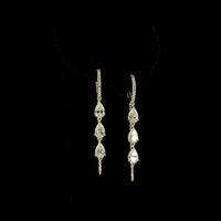 14K Yellow Gold Pear-Shape Hanging Earrings with Lab-Grown Diamonds - 3.09 Carats Total Diamond Weight - Covaloro Fine Jewelry