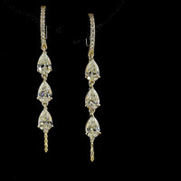 14K Yellow Gold Pear-Shape Hanging Earrings with Lab-Grown Diamonds - 3.09 Carats Total Diamond Weight - Covaloro Fine Jewelry