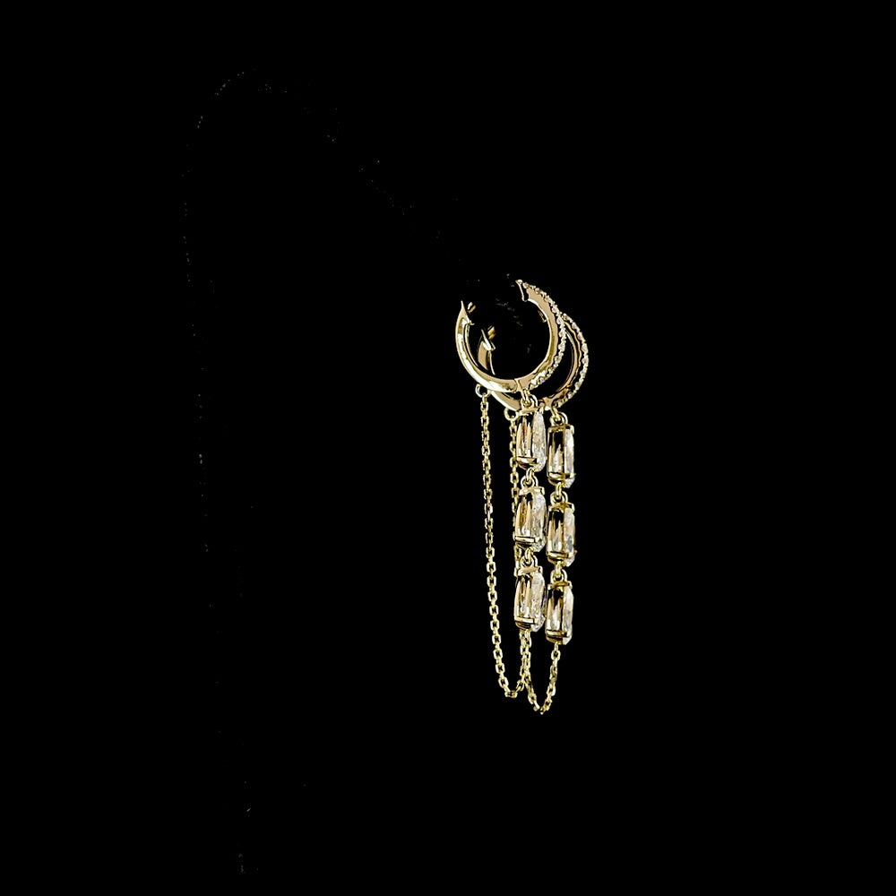 14K Yellow Gold Pear-Shape Hanging Earrings with Lab-Grown Diamonds - 3.09 Carats Total Diamond Weight - Covaloro Fine Jewelry