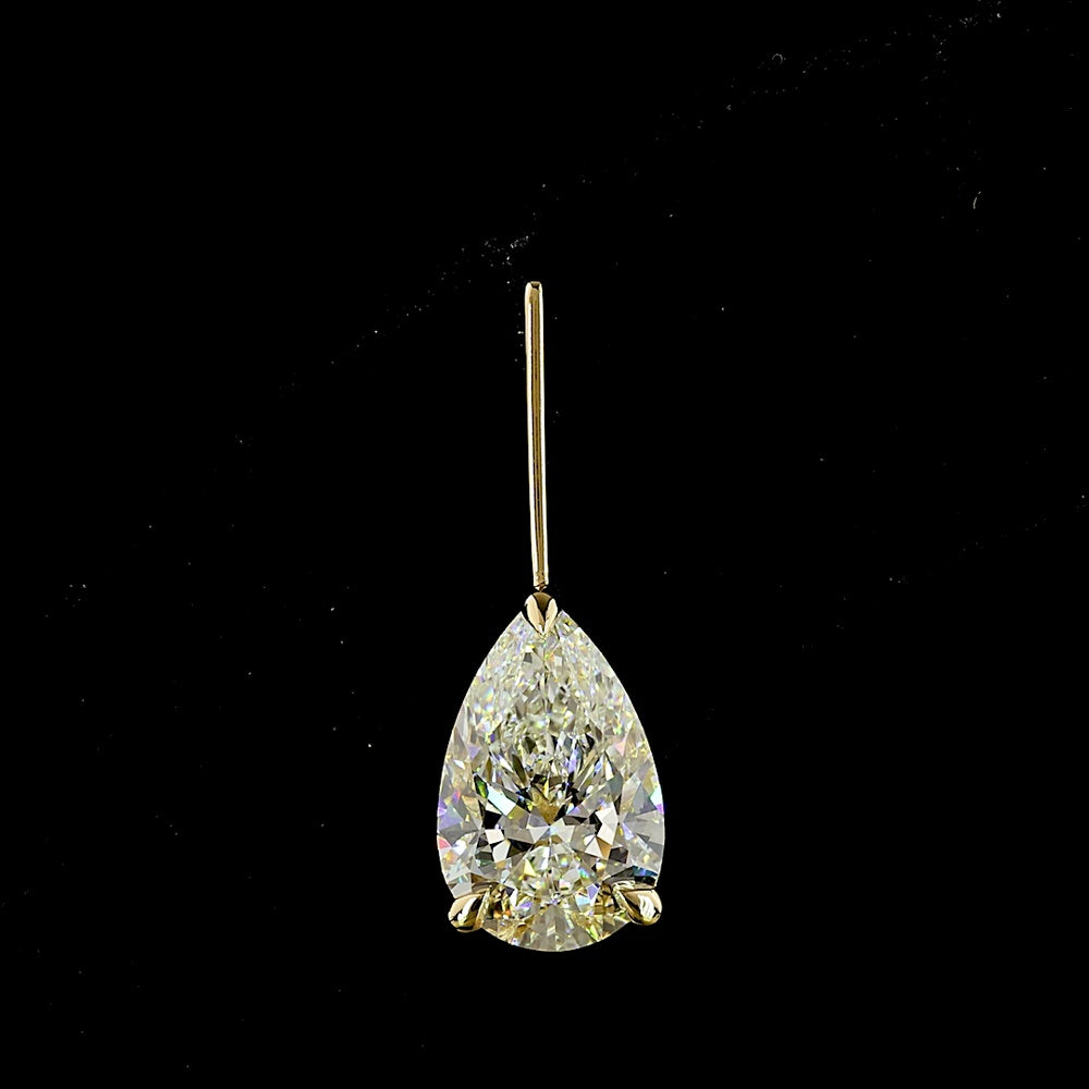 14K Yellow Gold Pear Shape Hanging Earrings with Lab-Grown F VS1 Diamonds - 5.05 Total Carat Weight - Covaloro Fine Jewelry