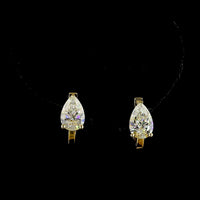 14K Yellow Gold Pear Shape Huggie Earrings with Lab Grown Diamonds - 3.00 Carats Total Diamond Weight - Covaloro Fine Jewelry