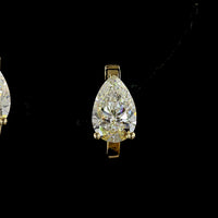 14K Yellow Gold Pear Shape Huggie Earrings with Lab Grown Diamonds - 3.00 Carats Total Diamond Weight - Covaloro Fine Jewelry