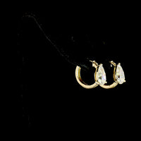 14K Yellow Gold Pear Shape Huggie Earrings with Lab Grown E-F VS1 Diamonds - 3.04 Carat Total Diamond Weight - Covaloro Fine Jewelry