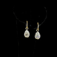 14K Yellow Gold Pear Shape Lab Diamond Drop Earrings with Black Rhodium Accents - 3.06 Carats Total Diamond Weight - Covaloro Fine Jewelry