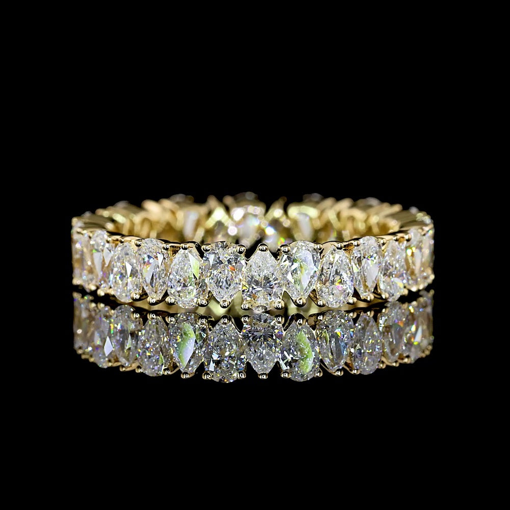 14K Yellow Gold Pear Shape Lab Diamond Eternity Band - North-South Prong Set E-F VS1 Diamonds - 2.06 Carat Total Weight - Covaloro Fine Jewelry
