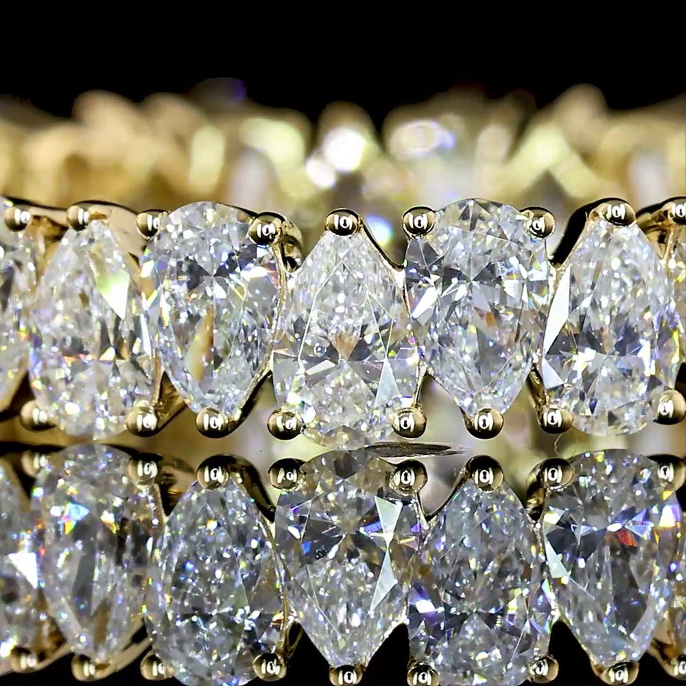 14K Yellow Gold Pear Shape Lab Diamond Eternity Band - North-South Prong Set E-F VS1 Diamonds - 2.06 Carat Total Weight - Covaloro Fine Jewelry