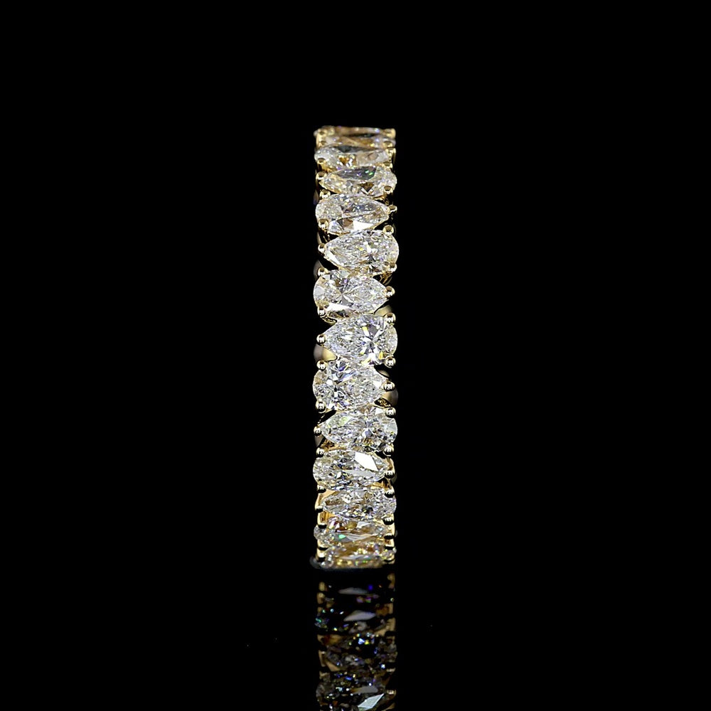 14K Yellow Gold Pear Shape Lab Diamond Eternity Band - North-South Prong Set E-F VS1 Diamonds - 2.06 Carat Total Weight - Covaloro Fine Jewelry