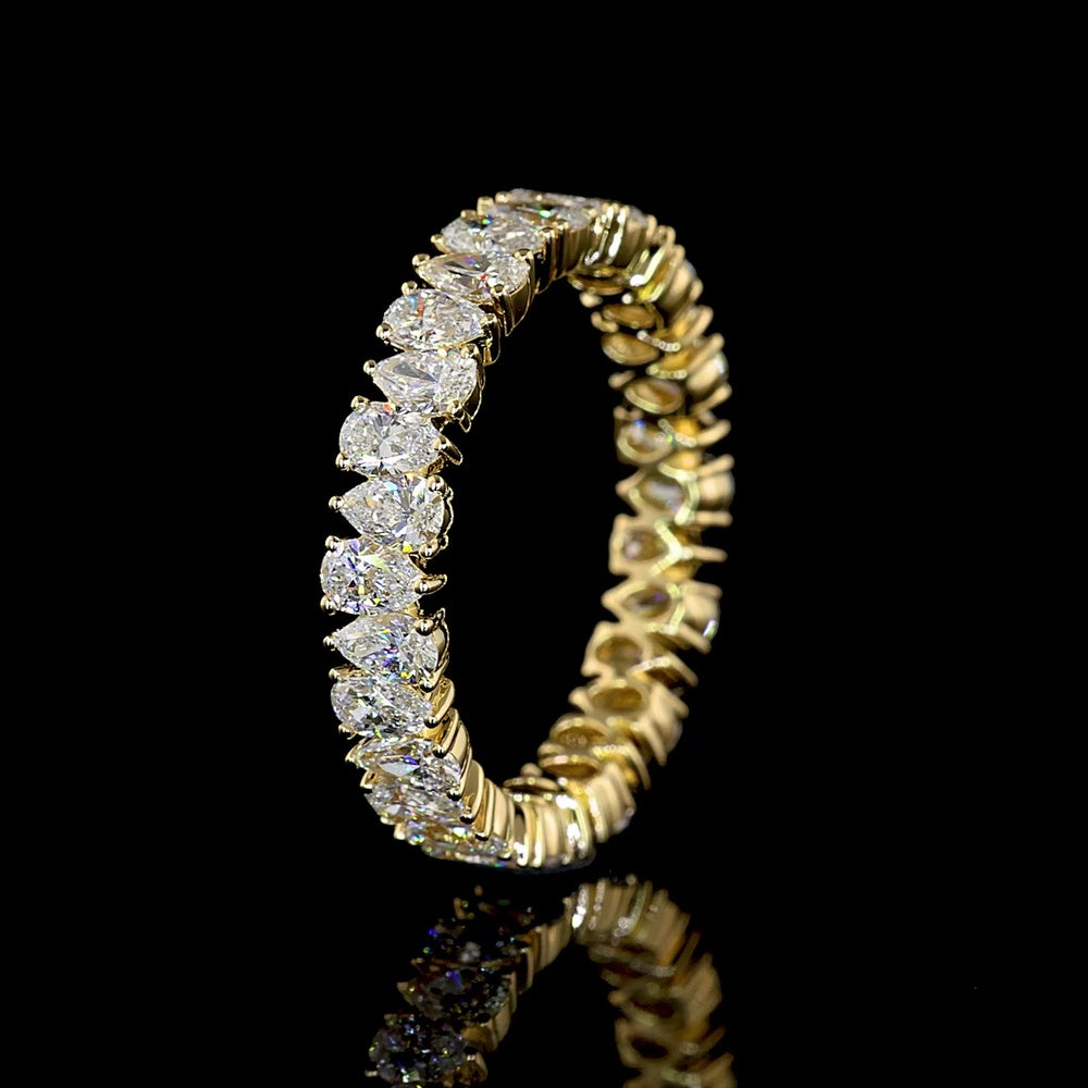 14K Yellow Gold Pear Shape Lab Diamond Eternity Band - North-South Prong Set E-F VS1 Diamonds - 2.06 Carat Total Weight - Covaloro Fine Jewelry